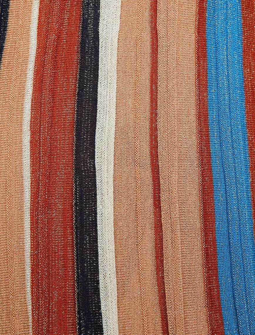 11862 Brown Colour Block Midi Skirt
