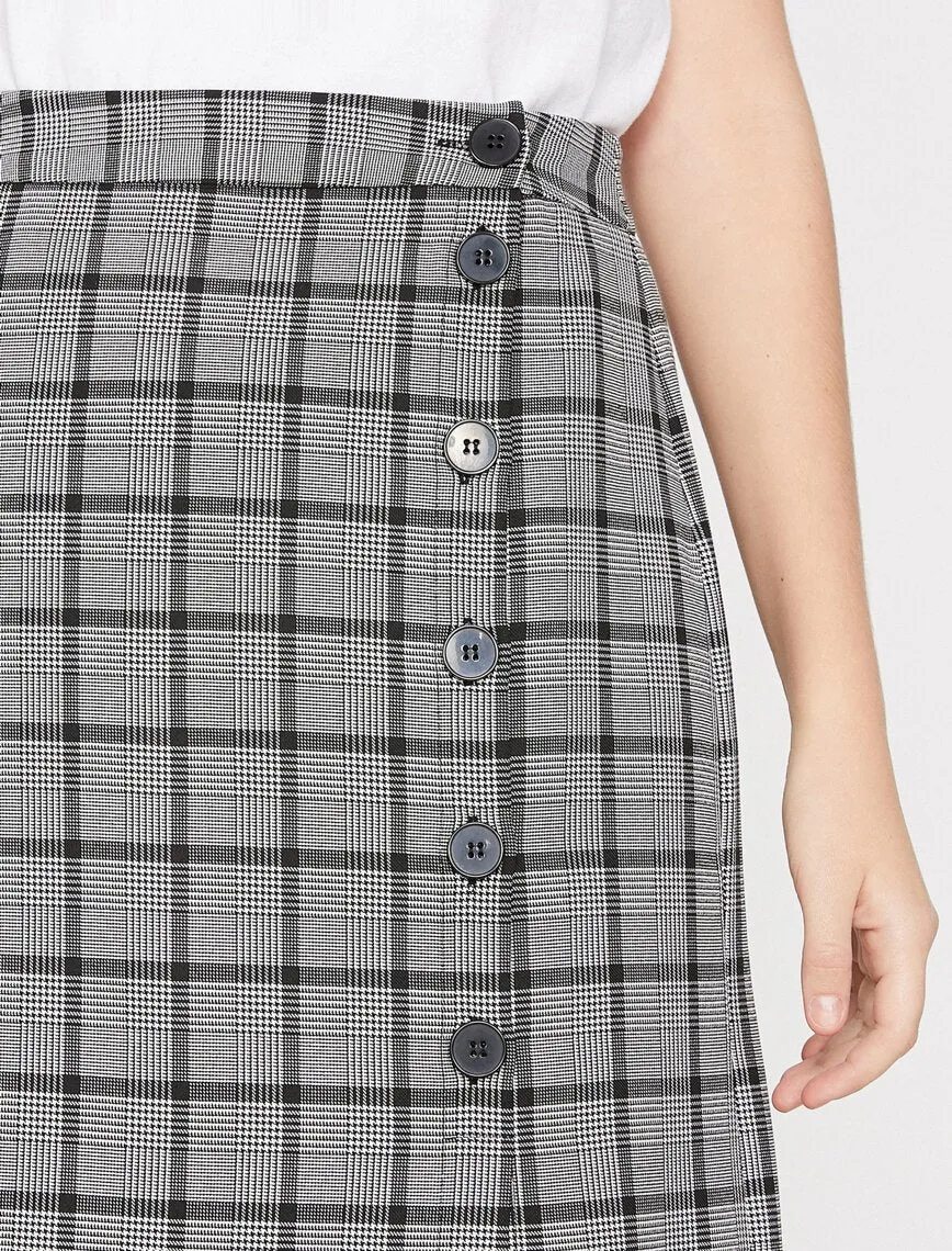 11888 Grey Check Midi Skirt