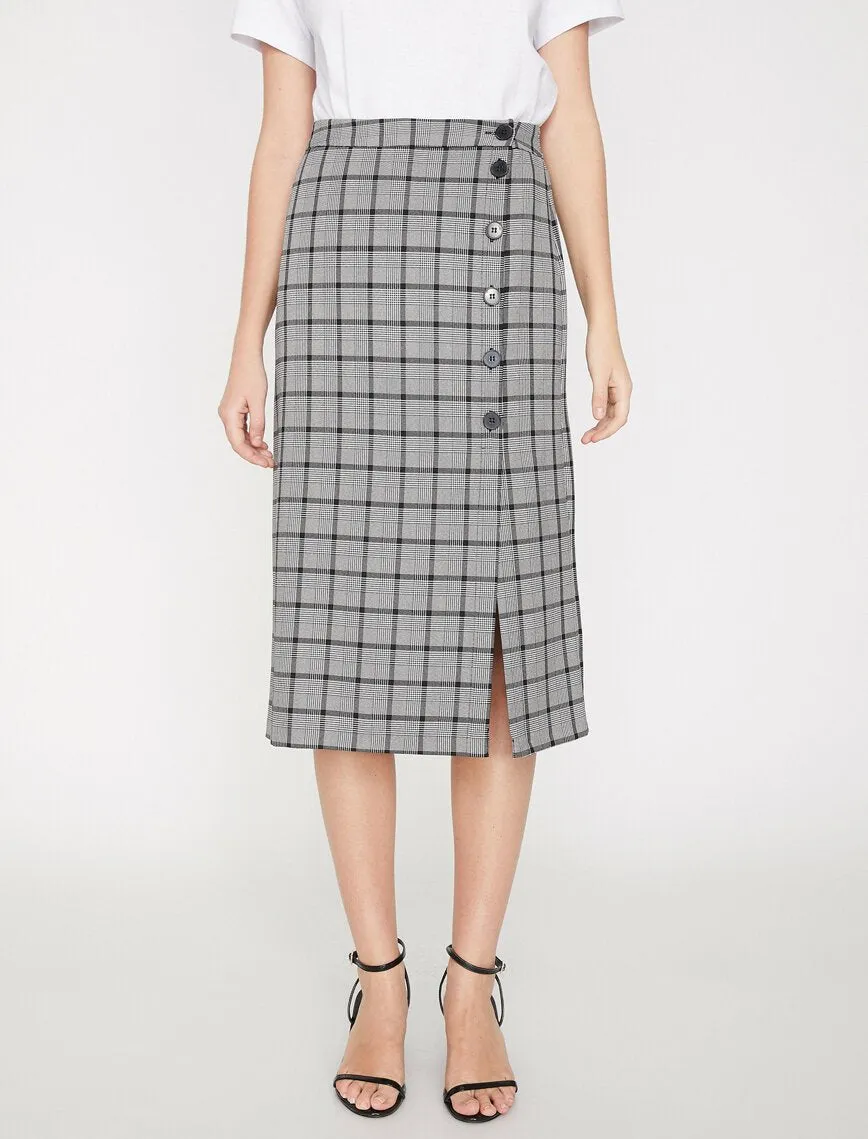 11888 Grey Check Midi Skirt