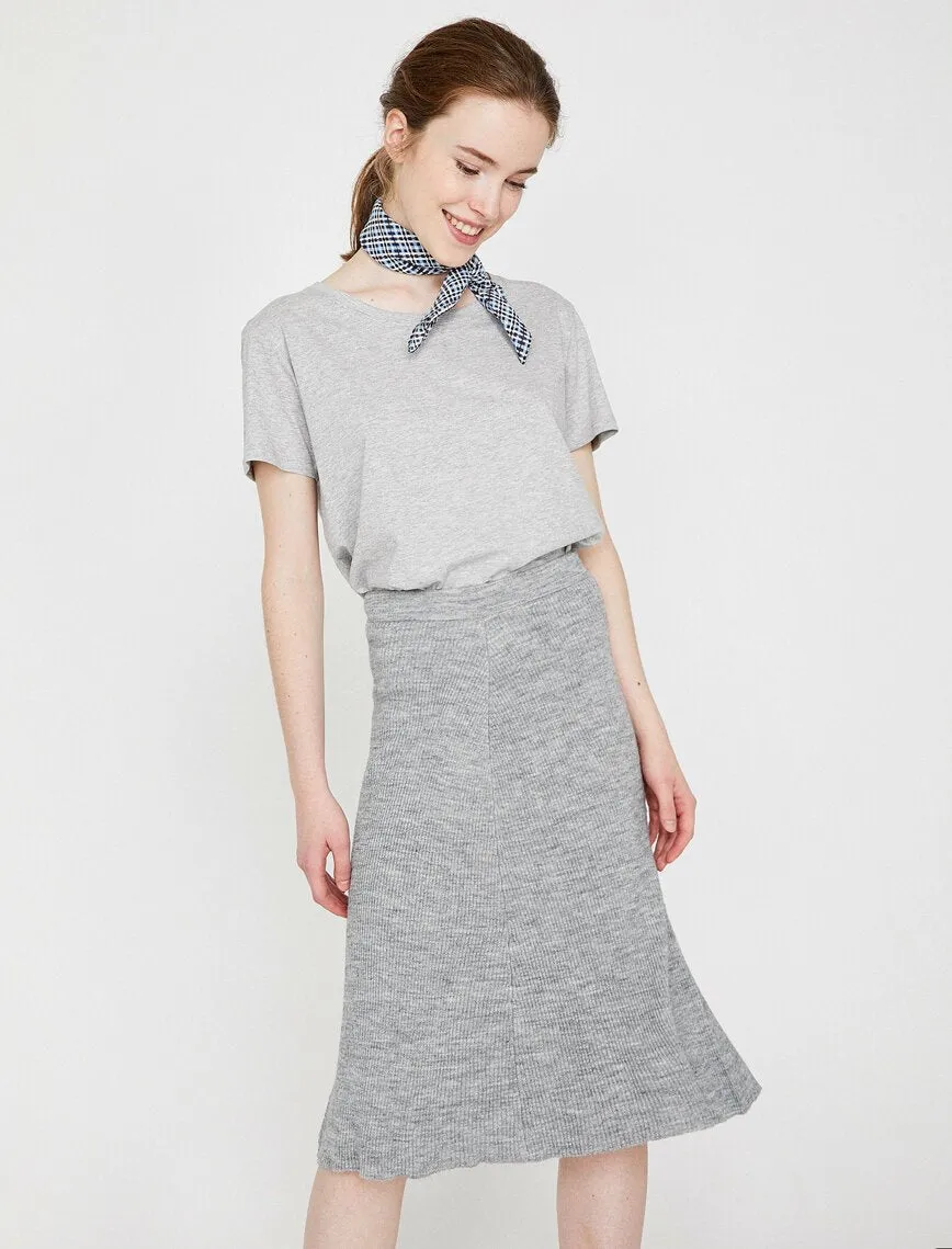 12296 Grey Midi Skirt