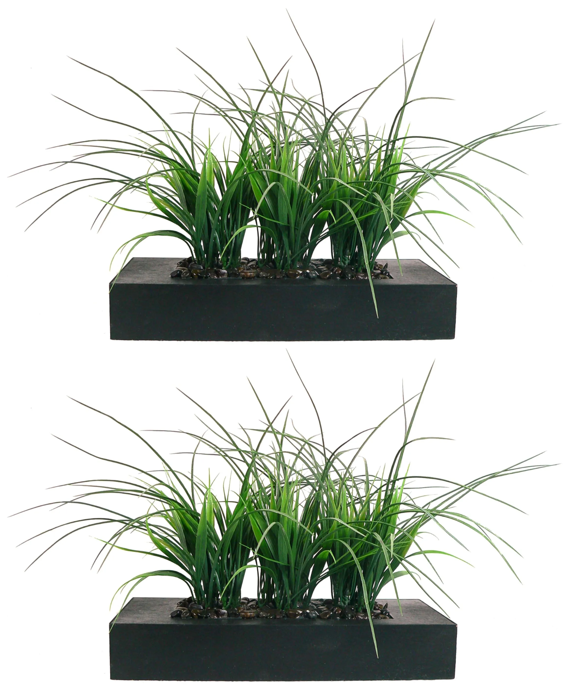 14" Faux Grass in Rectangular Wood-Like Planter by Vintage Home