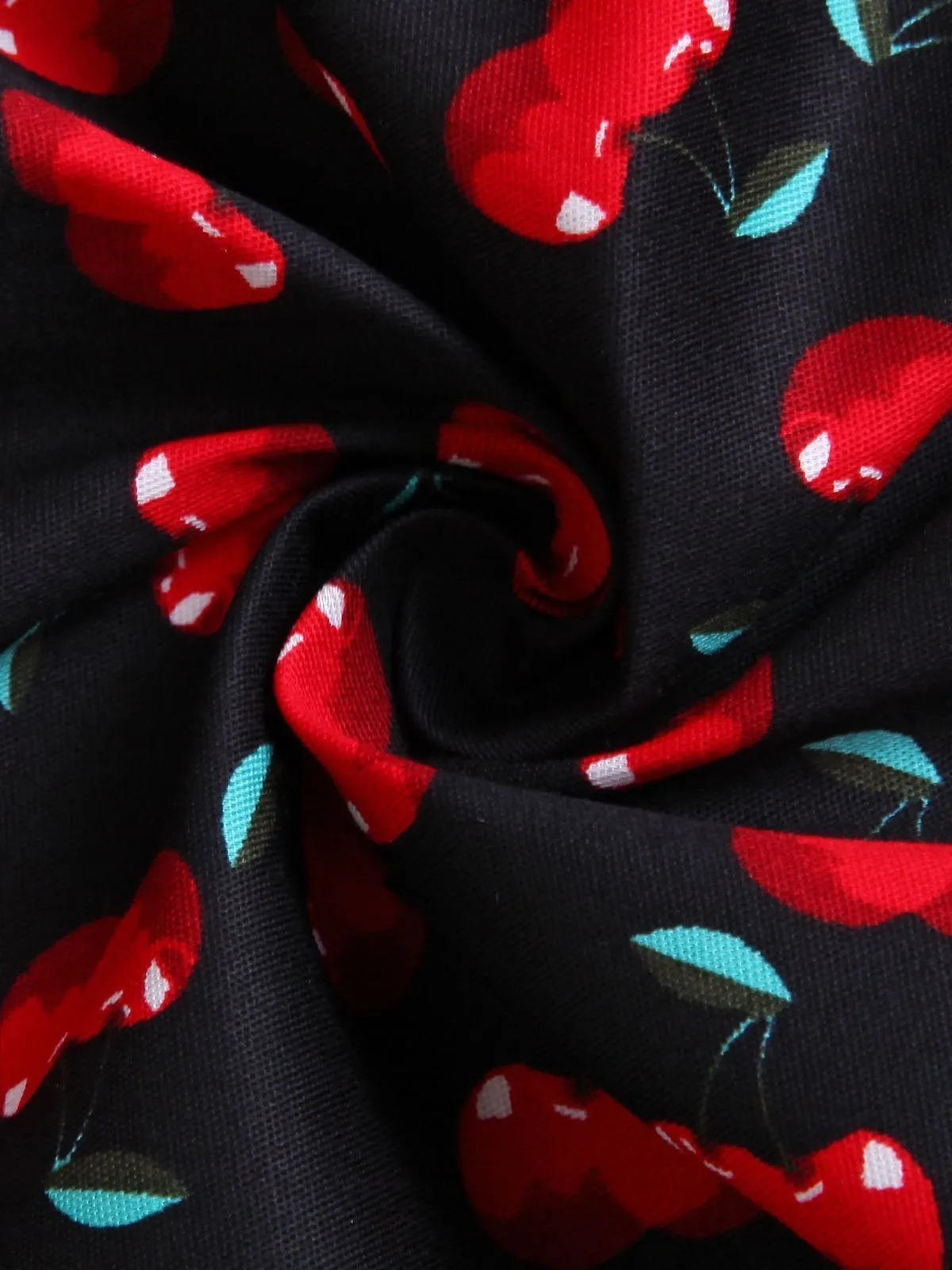 1950s Cherry Square Neck Swing Dress