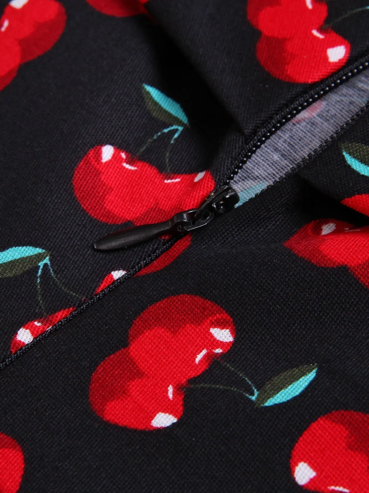 1950s Cherry Square Neck Swing Dress