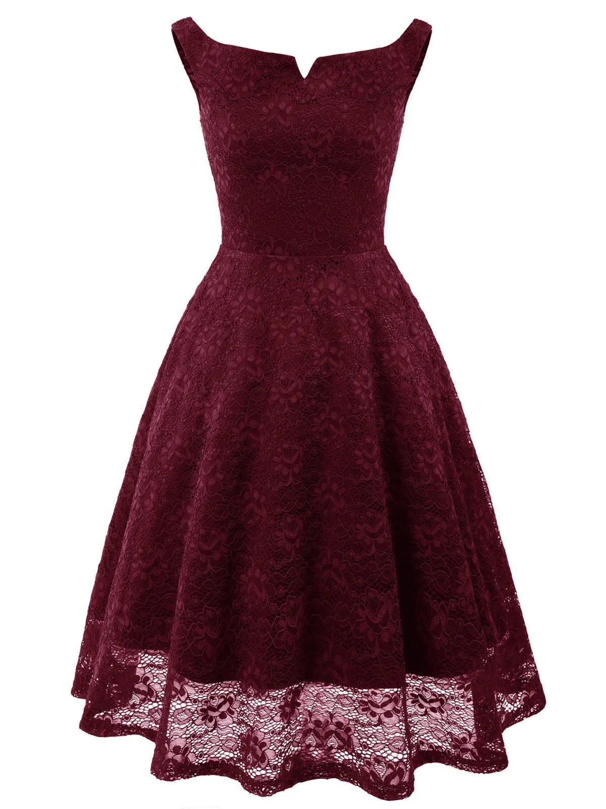 1950s Lace Floral Swing Dress