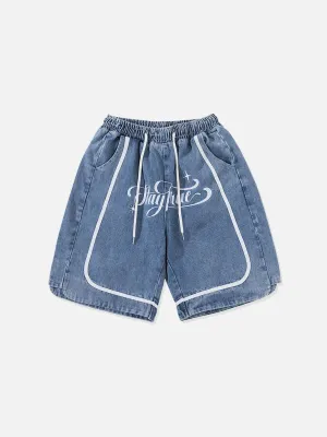 1984® - Patchwork Letter Denim Shorts