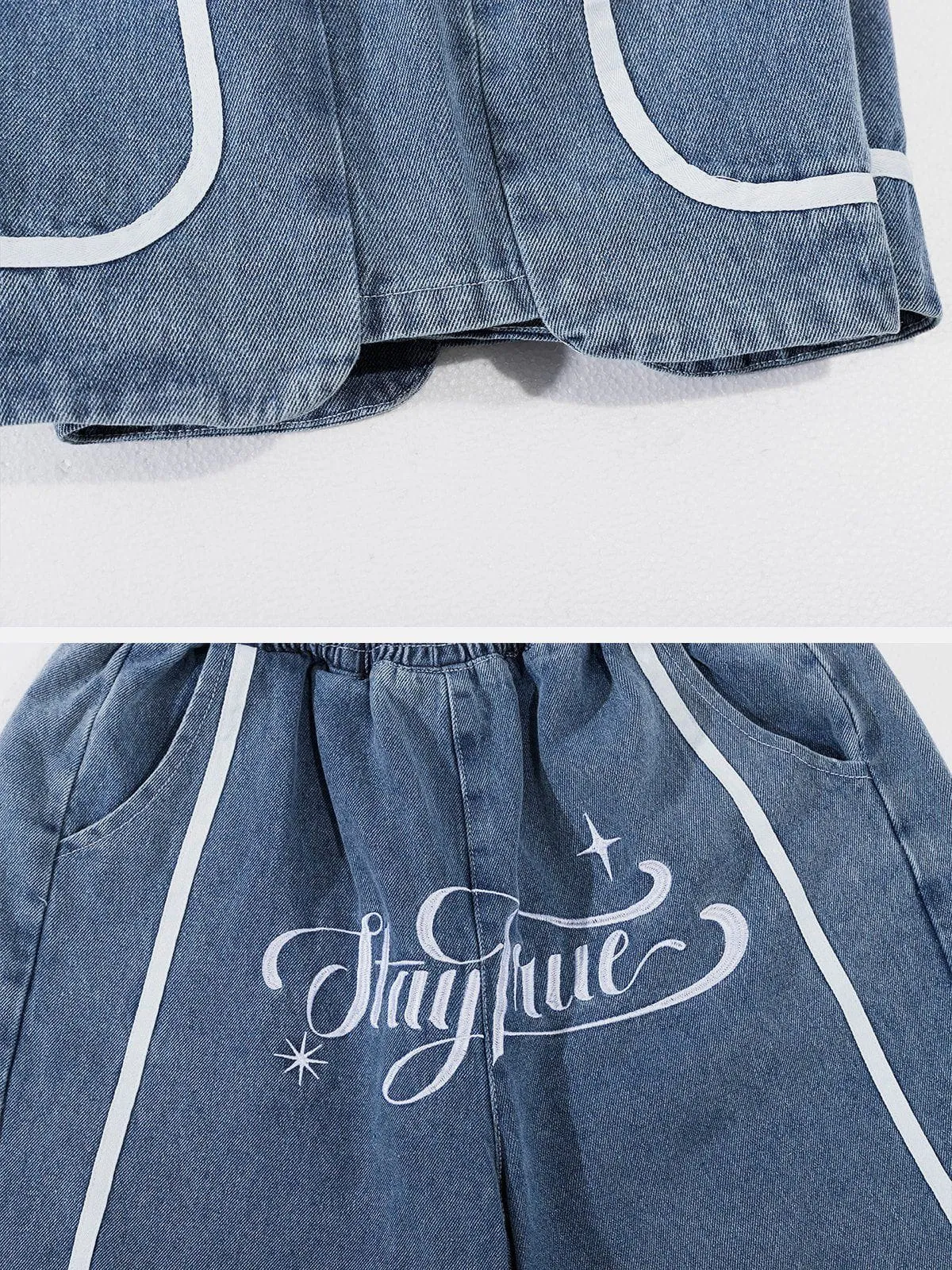 1984® - Patchwork Letter Denim Shorts