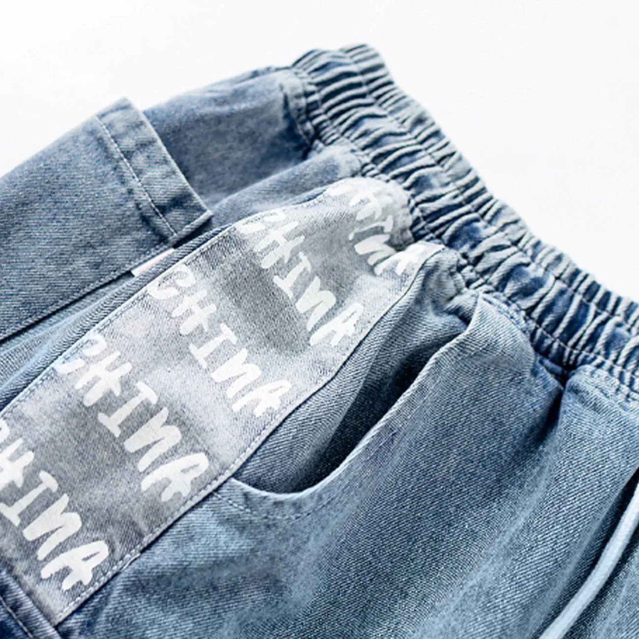 1984® - Vintage Stitching Pocket Letter Print Denim Shorts