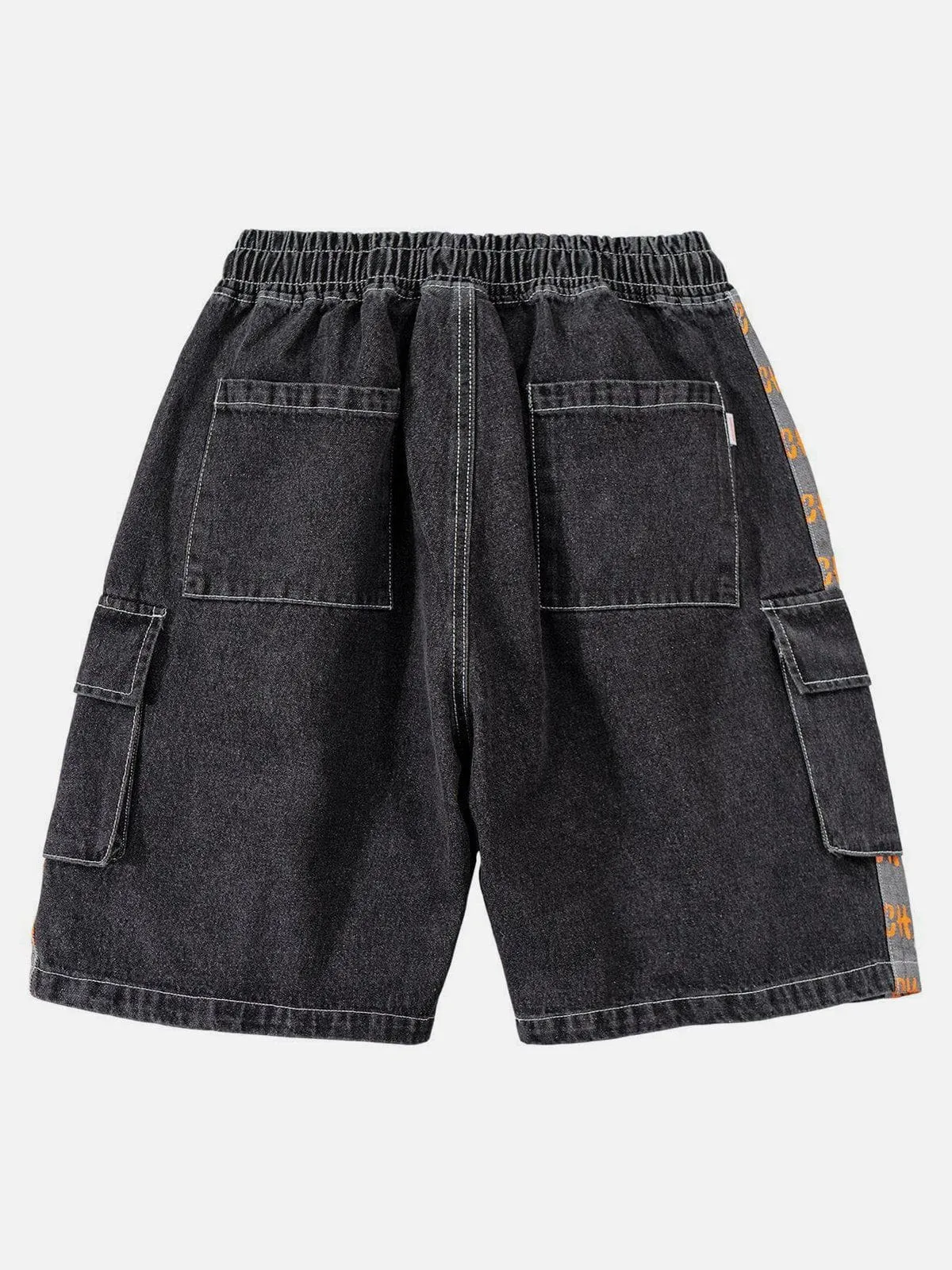1984® - Vintage Stitching Pocket Letter Print Denim Shorts