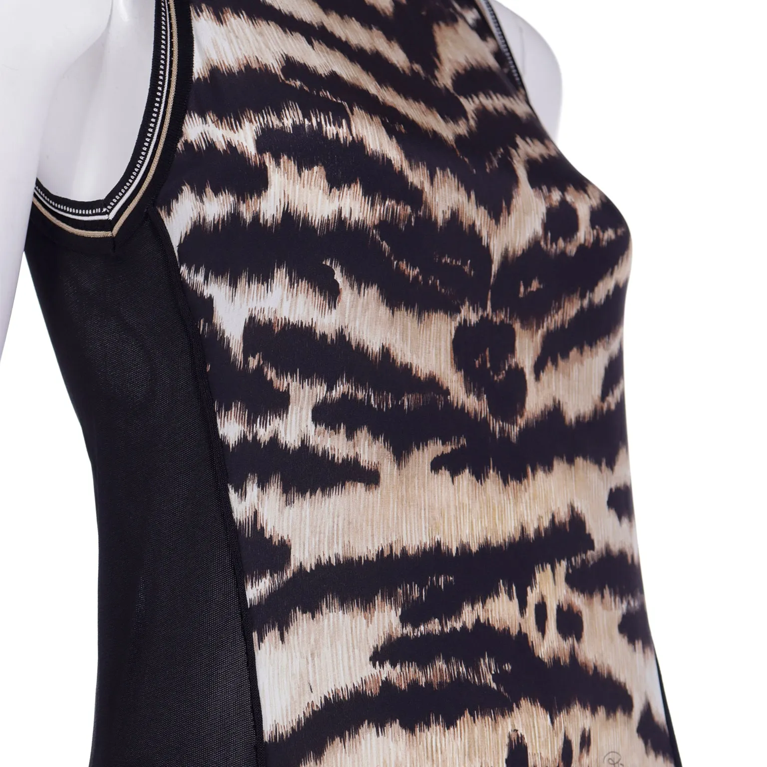 2000s Roberto Cavalli Silk Animal Print Tennis Style Drop Waist Dress