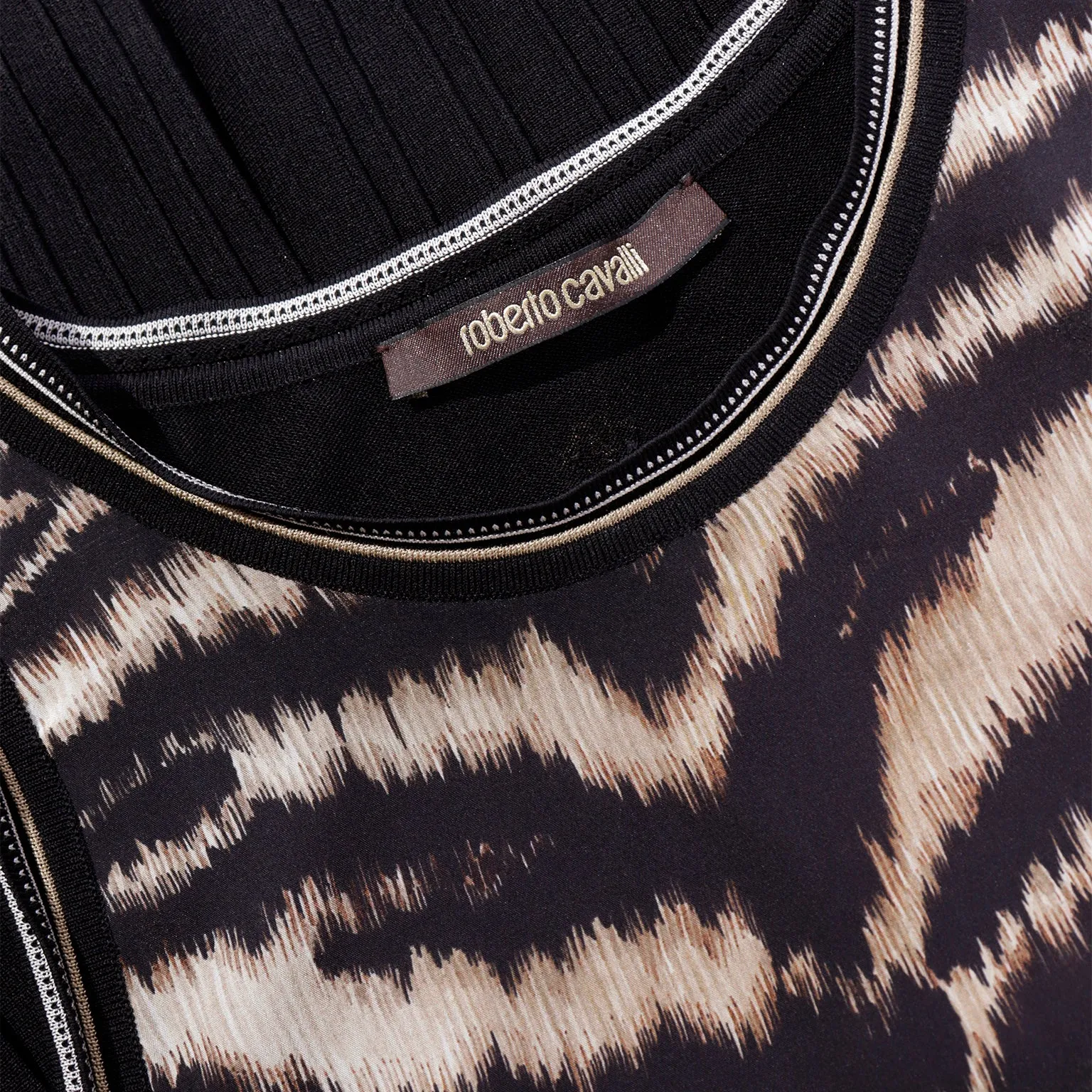 2000s Roberto Cavalli Silk Animal Print Tennis Style Drop Waist Dress