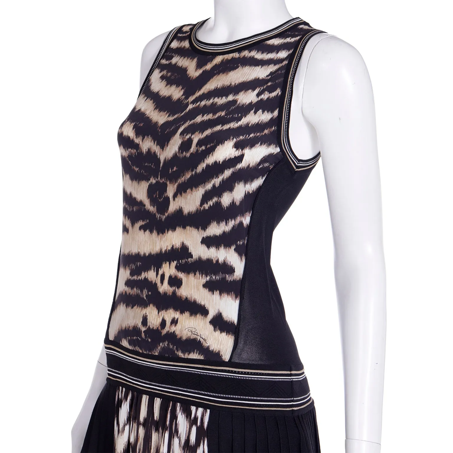 2000s Roberto Cavalli Silk Animal Print Tennis Style Drop Waist Dress
