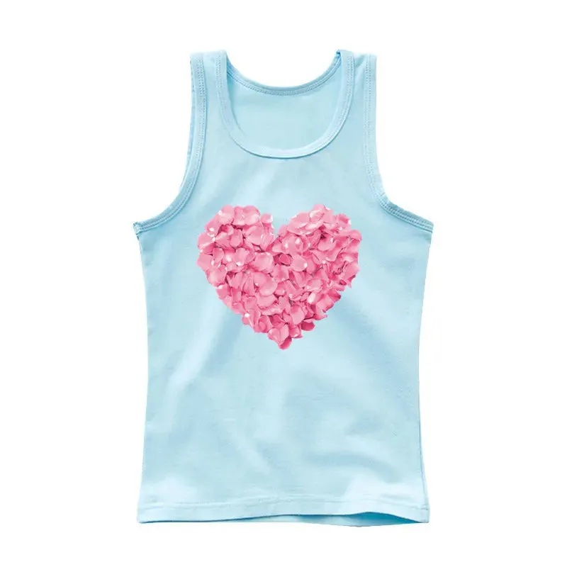 3-14years Girls Flower Unicorn Sleeveless T-shirt Kids Cartoon Singlet Children Cotton Tank Tops Summer Cute Undershirt