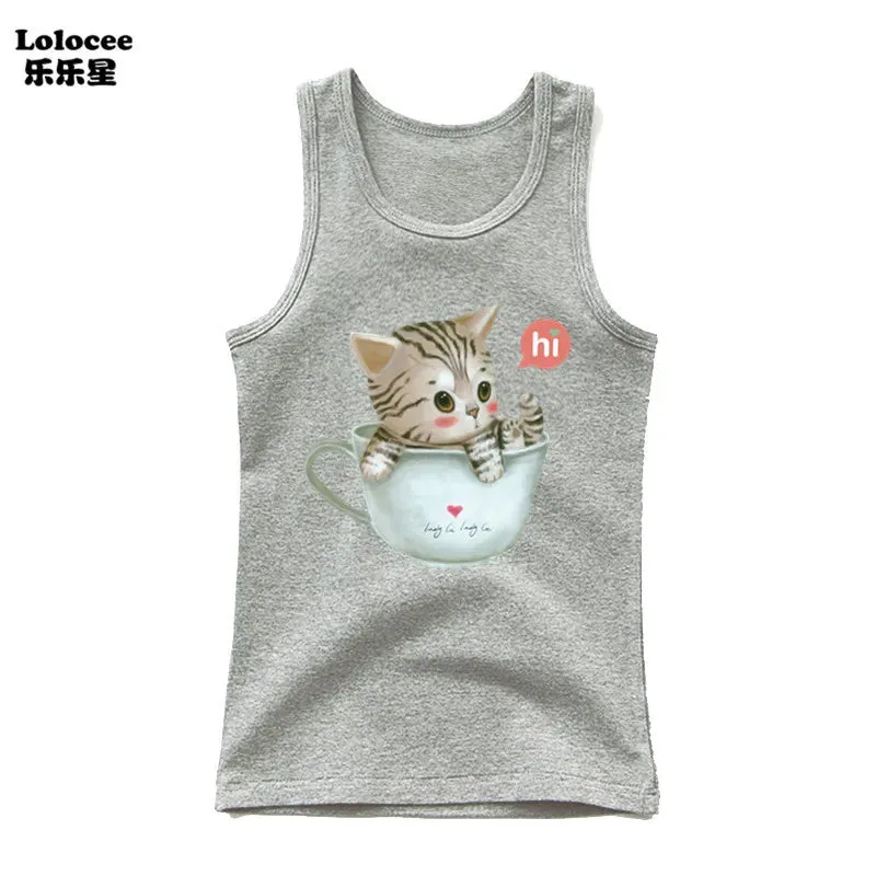 3-14years Girls Flower Unicorn Sleeveless T-shirt Kids Cartoon Singlet Children Cotton Tank Tops Summer Cute Undershirt