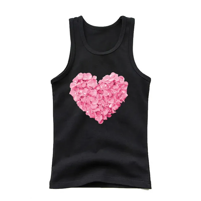 3-14years Girls Flower Unicorn Sleeveless T-shirt Kids Cartoon Singlet Children Cotton Tank Tops Summer Cute Undershirt