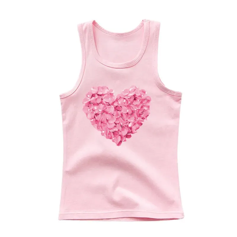 3-14years Girls Flower Unicorn Sleeveless T-shirt Kids Cartoon Singlet Children Cotton Tank Tops Summer Cute Undershirt