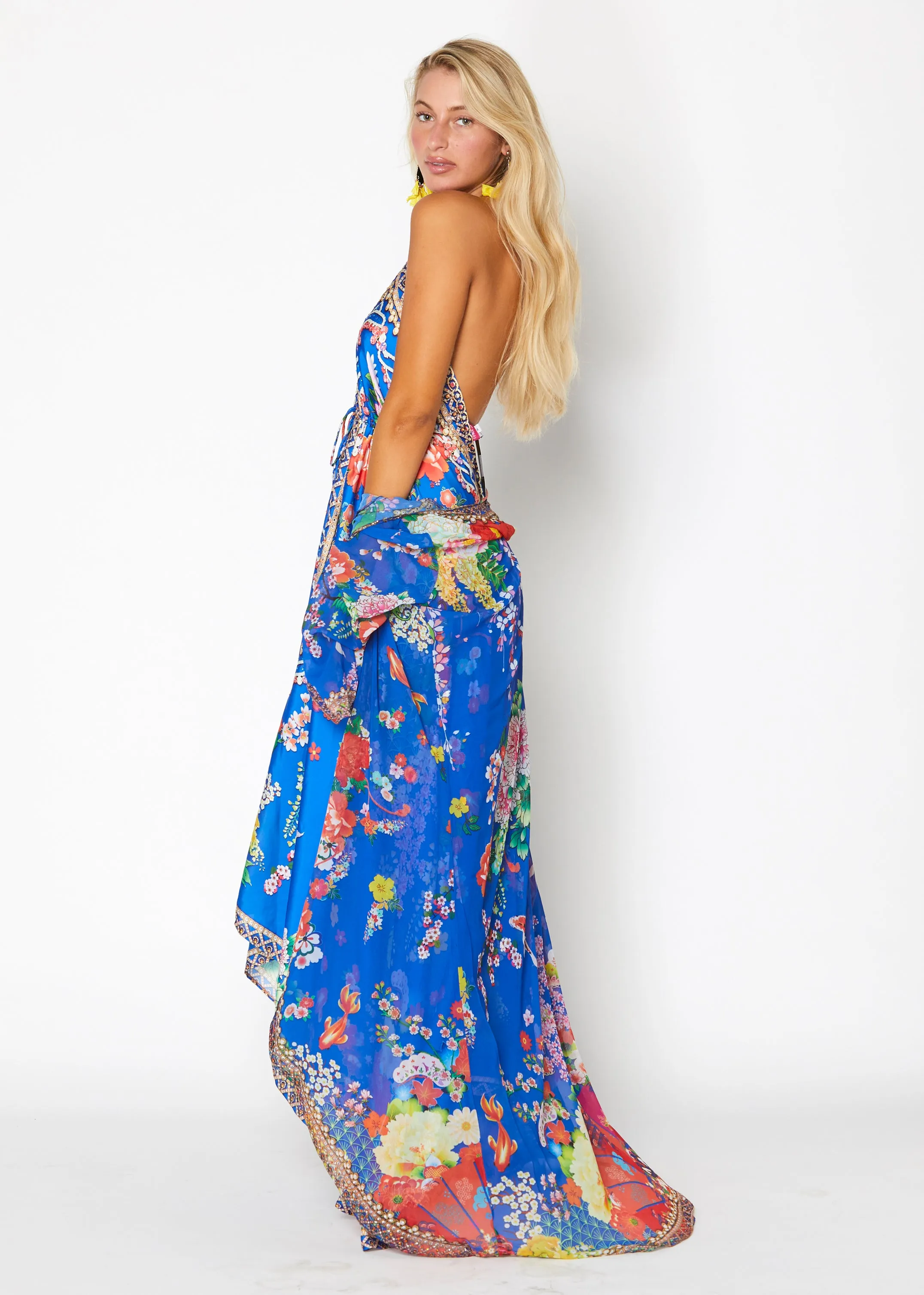 #650 SET Royal blue Hawaii dress, halter style
