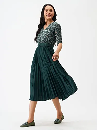 AASK Polyester Dress For Women|One Piece For Women|Dresses For Women|Kurta Set For Women|Kurta For Women Dress For Women|Women Top|Tops For Women|Dress|Dresses For Women Green