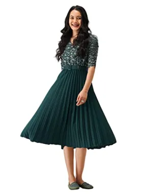 AASK Polyester Dress For Women|One Piece For Women|Dresses For Women|Kurta Set For Women|Kurta For Women Dress For Women|Women Top|Tops For Women|Dress|Dresses For Women Green
