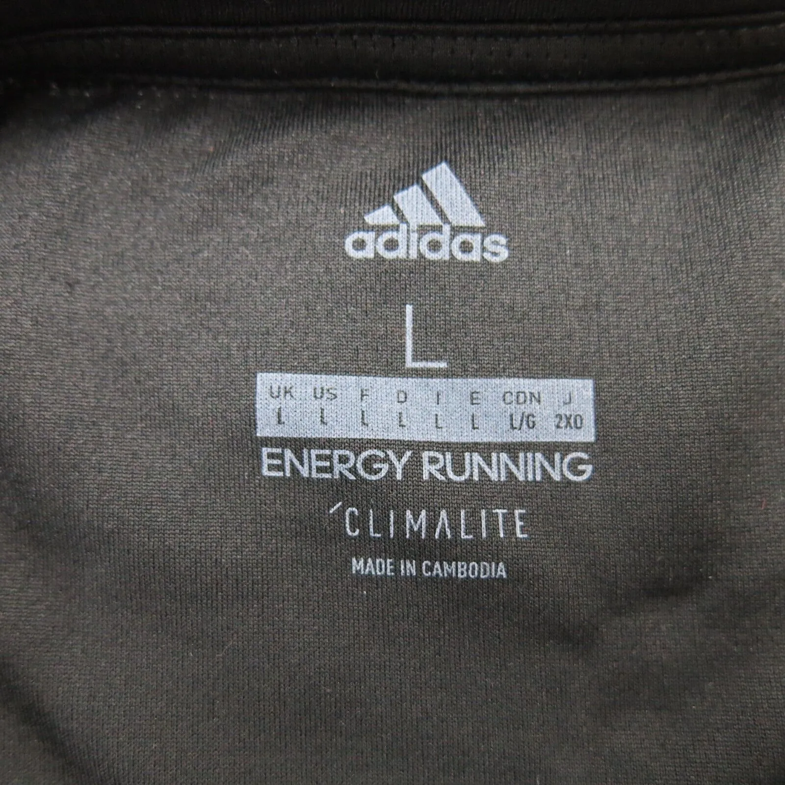 Adidas Energy Running Mens Graphic T-Shirt Short Sleeves Crew Neck Black Size L