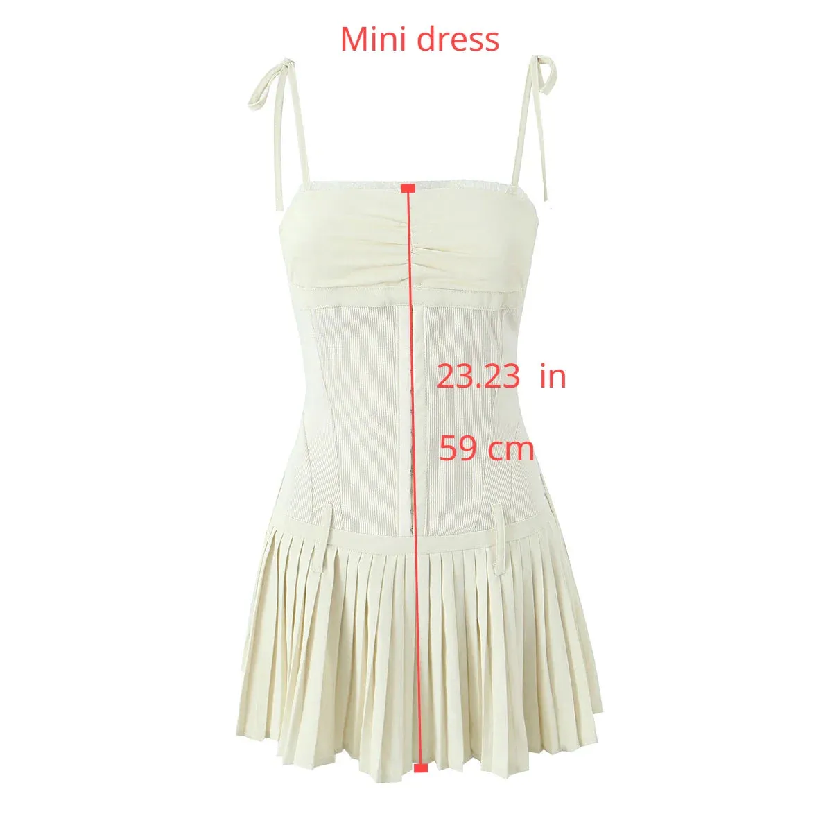 Amozae-hoco dresses   Lovely A Line Summer Dress 2024 New Arrivals Cotton Blend Casual Beige Pleated Dress Mini Sexy Holiday Dress Women