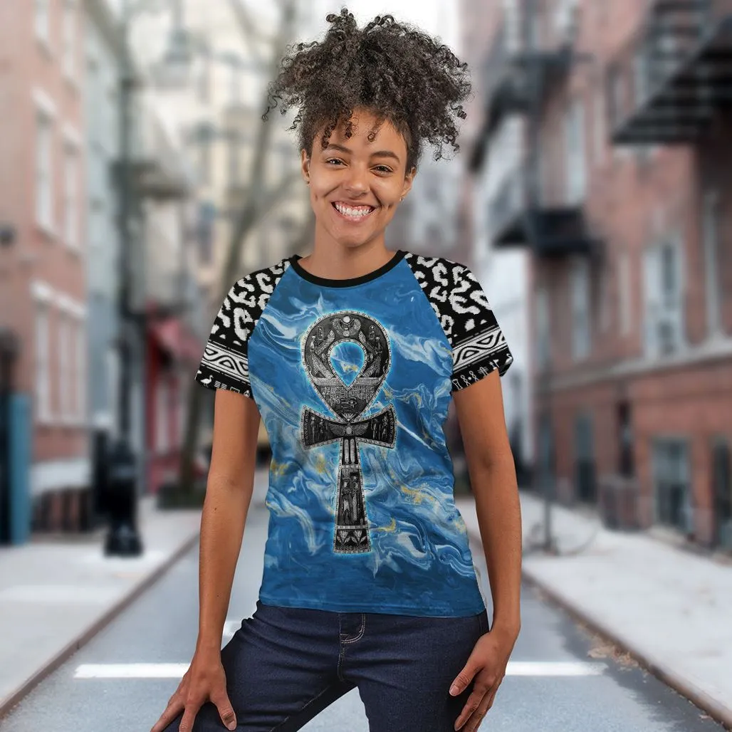 Ankh On Blue Marble T-shirt