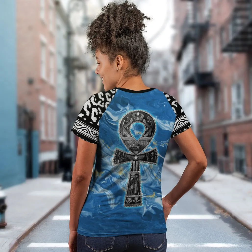 Ankh On Blue Marble T-shirt