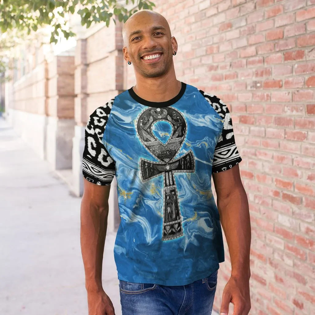 Ankh On Blue Marble T-shirt
