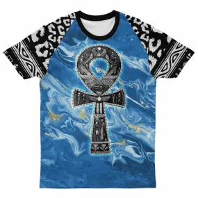 Ankh On Blue Marble T-shirt