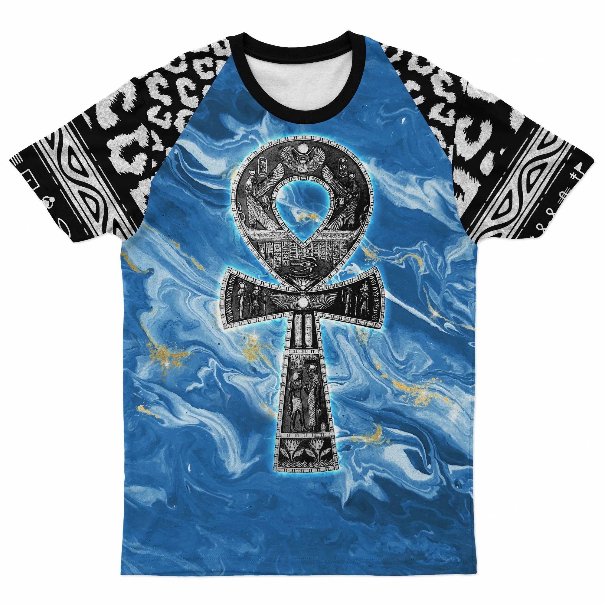 Ankh On Blue Marble T-shirt