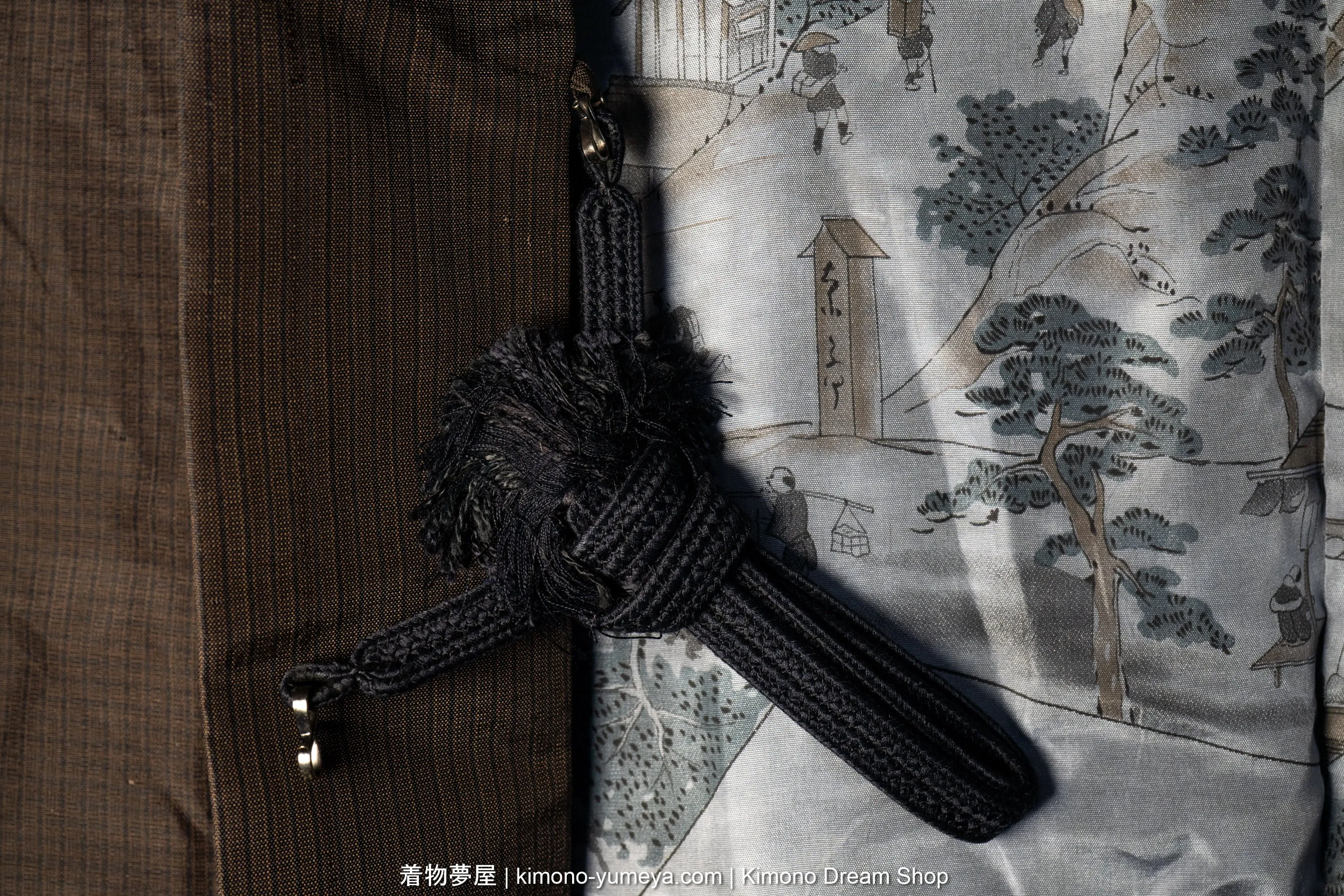 Antique Men's Haori with Koushi Pattern - Vintage Silk Kimono Jacket from Early 1900s - Brown with Black Stripes - Traditional Japanese Clothing