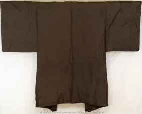 Antique Men's Haori with Koushi Pattern - Vintage Silk Kimono Jacket from Early 1900s - Brown with Black Stripes - Traditional Japanese Clothing