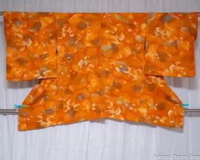 Autumn Haori - Orange Leaves Falling Acer Palmatum Maple - Vintage Silk Floral Kimono Jacket