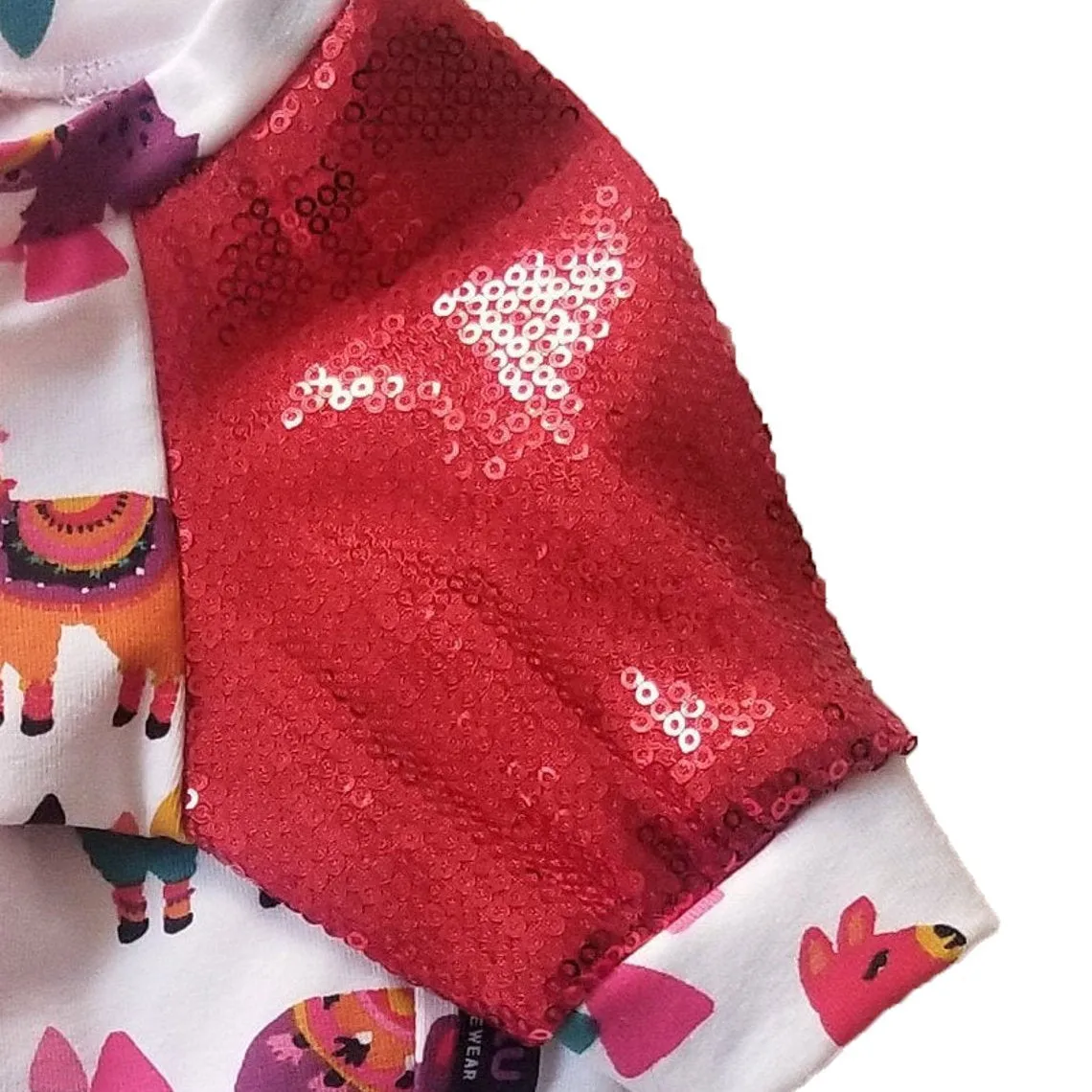 Baby Alpaca Red Sequin Sleeve Dog Dress