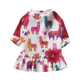Baby Alpaca Red Sequin Sleeve Dog Dress
