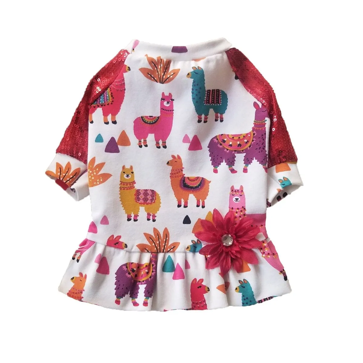 Baby Alpaca Red Sequin Sleeve Dog Dress