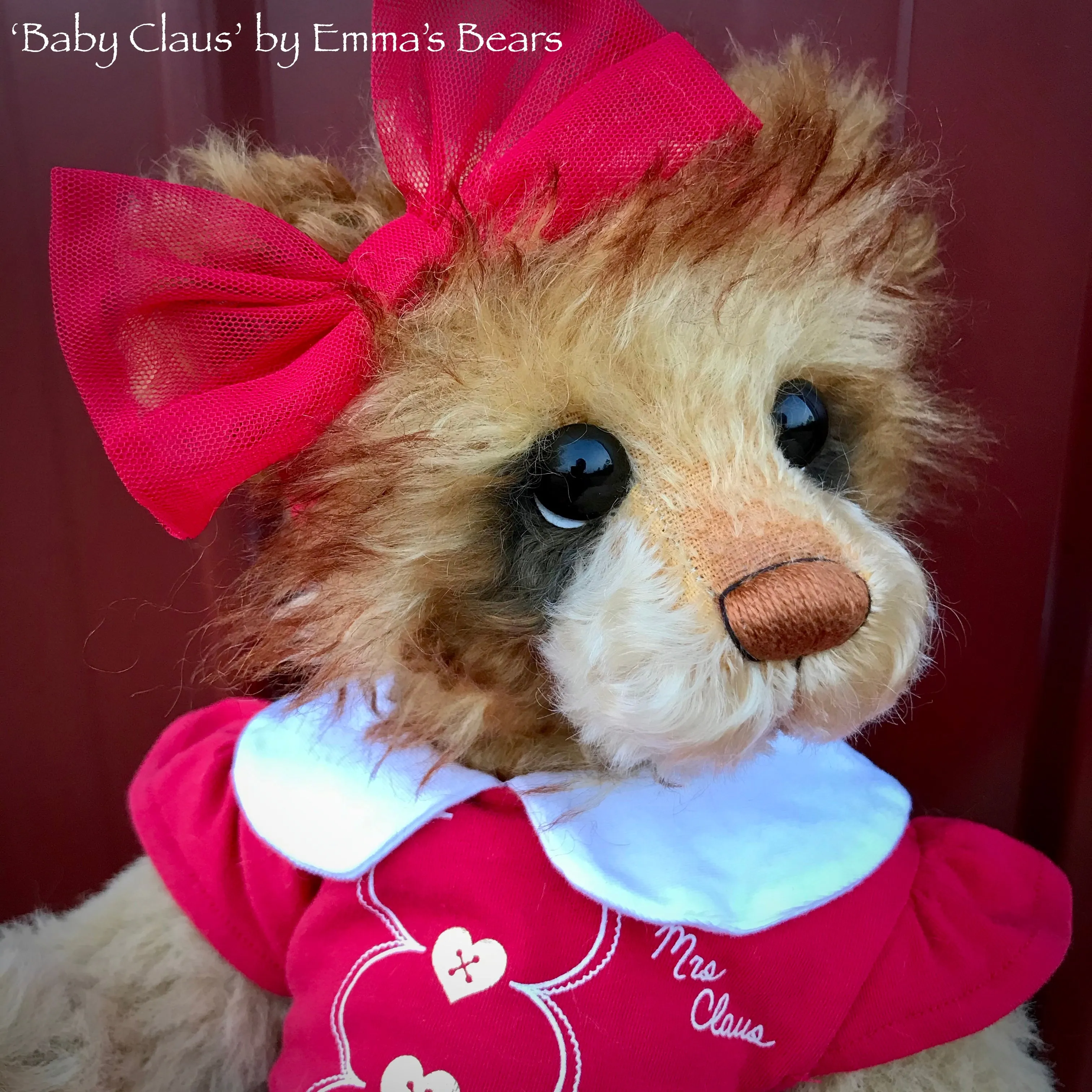 Baby Claus - 15" Mohair and Alpaca Artist baby style Bear by Emma's Bears - OOAK