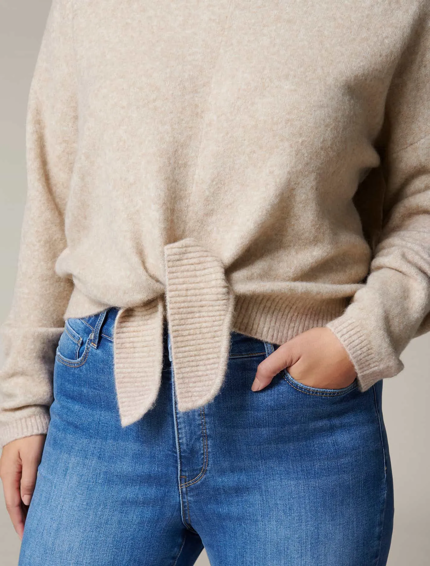 Bertie Curve Tie Front Knit Jumper