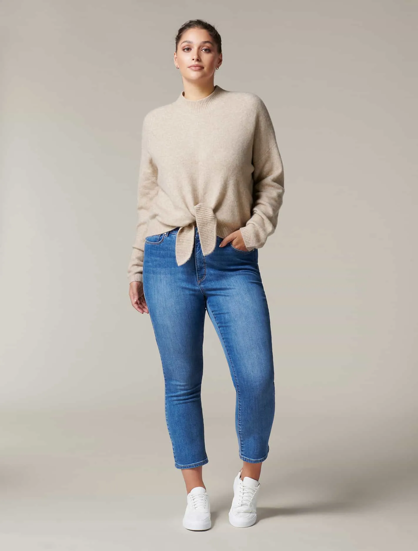 Bertie Curve Tie Front Knit Jumper