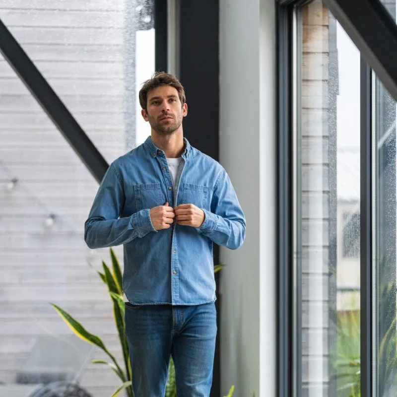 Billy Belt Light Blue Denim Button Up Shirt