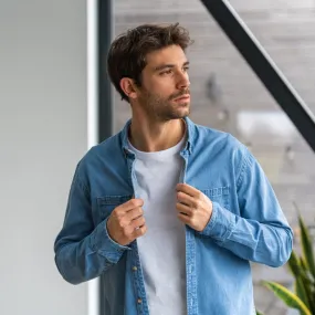 Billy Belt Light Blue Denim Button Up Shirt