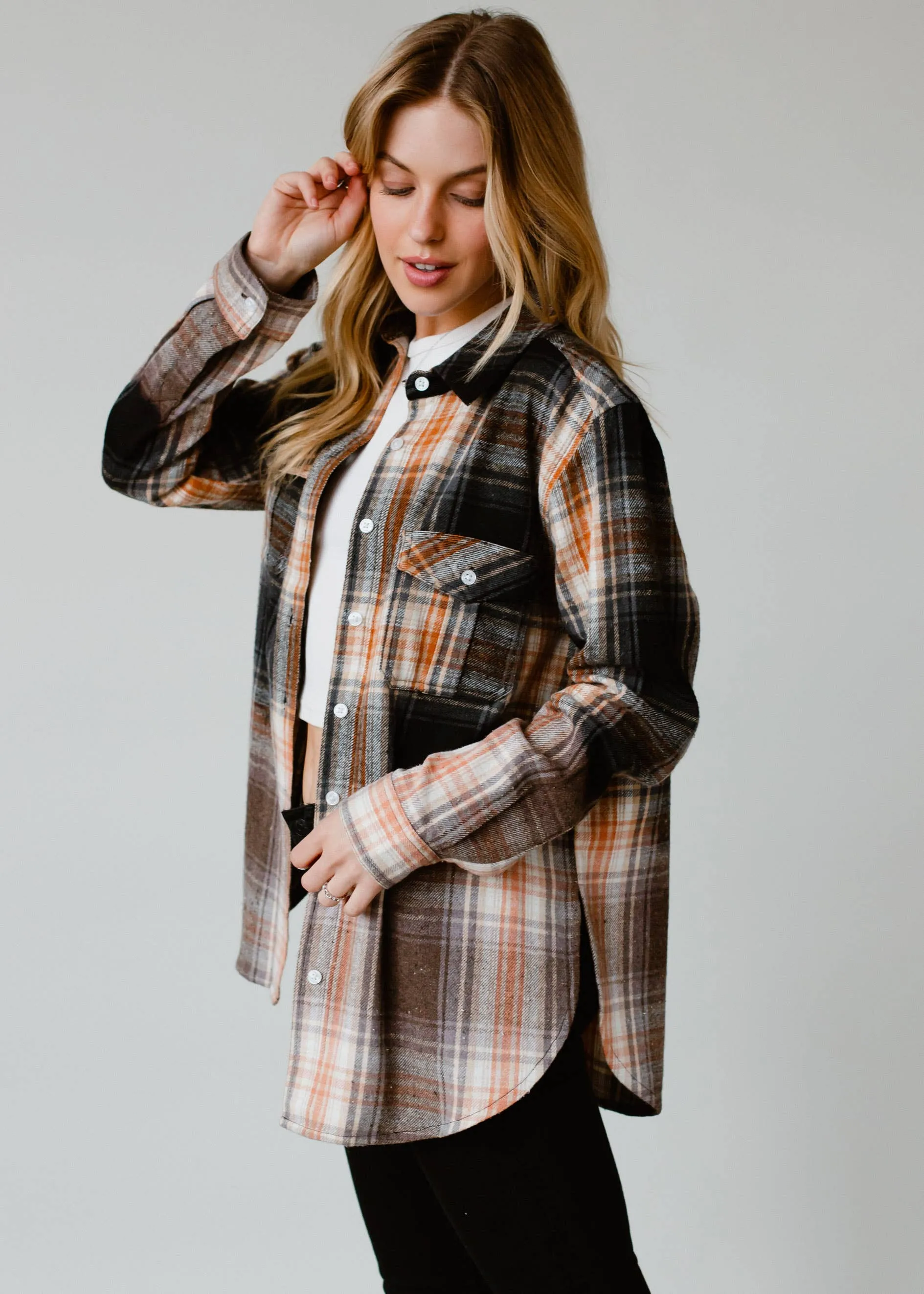Black, Gray, Rust & Cream Plaid Flannel