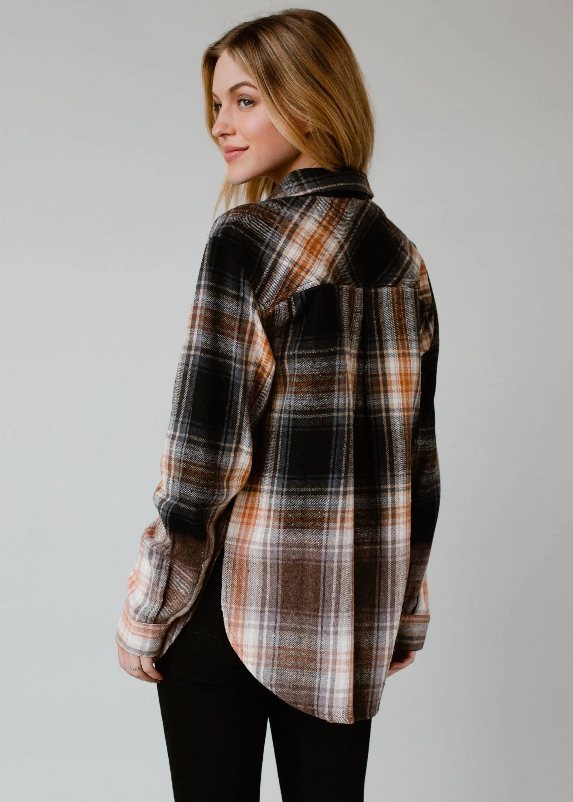 Black, Gray, Rust & Cream Plaid Flannel