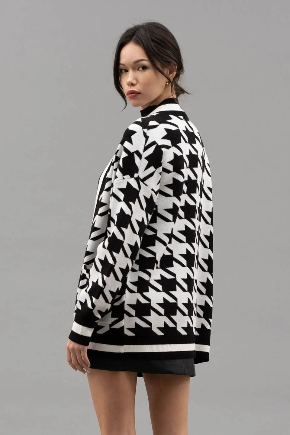 Black Houndstooth Cardigan