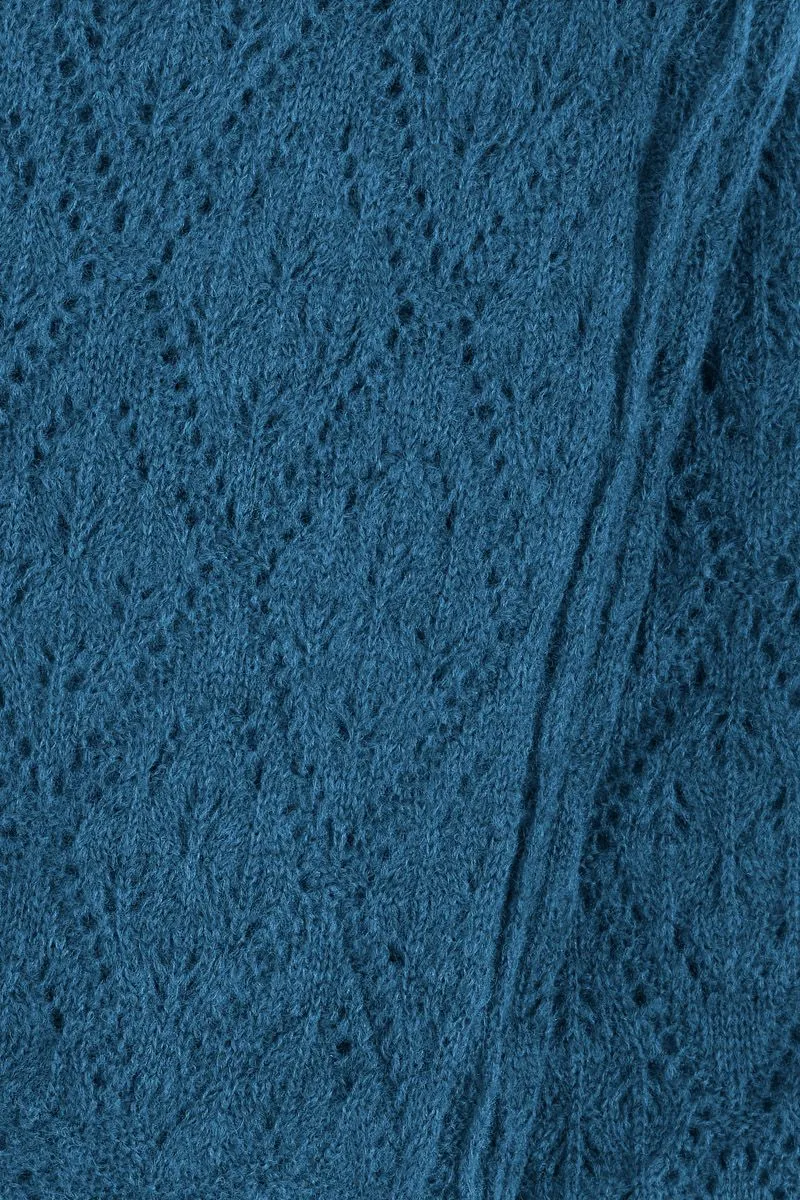 Blauwe sjaal met ajour knit | King Louie scarf Nola pond blue