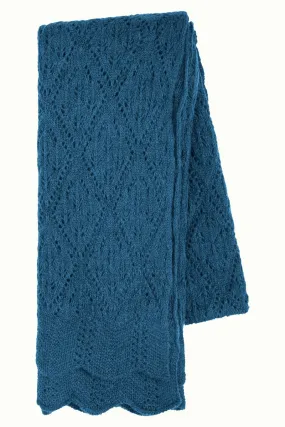 Blauwe sjaal met ajour knit | King Louie scarf Nola pond blue