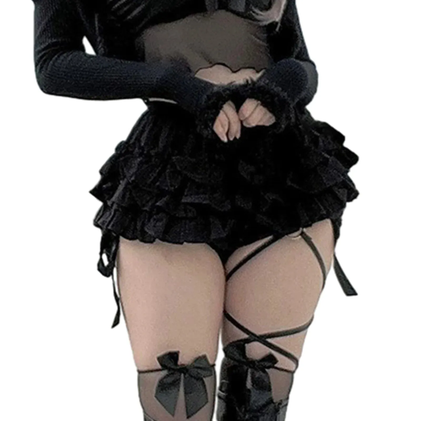 Bloomers Summer Elastic Waist Layered Ruffles Casual Sexy Tiered Streetwear Lolita Short