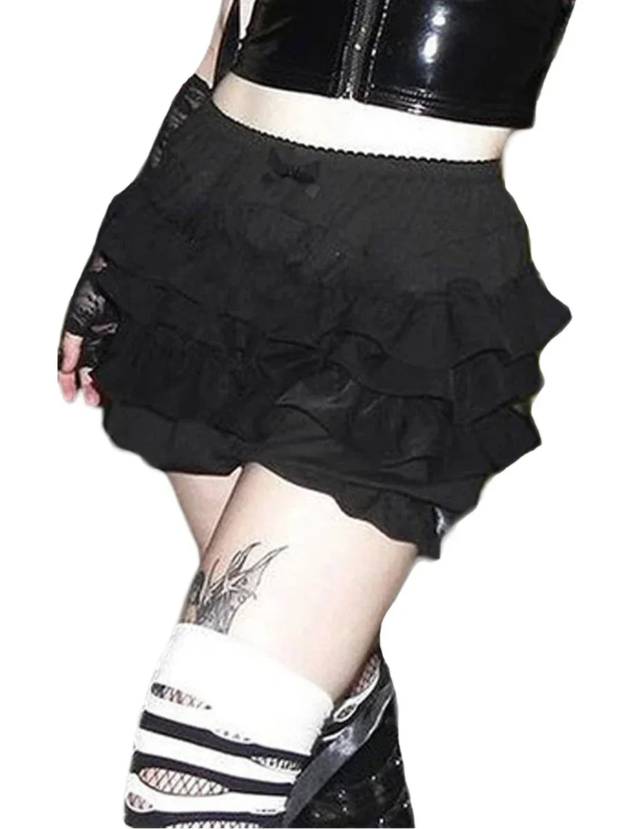 Bloomers Summer Elastic Waist Layered Ruffles Casual Sexy Tiered Streetwear Lolita Short