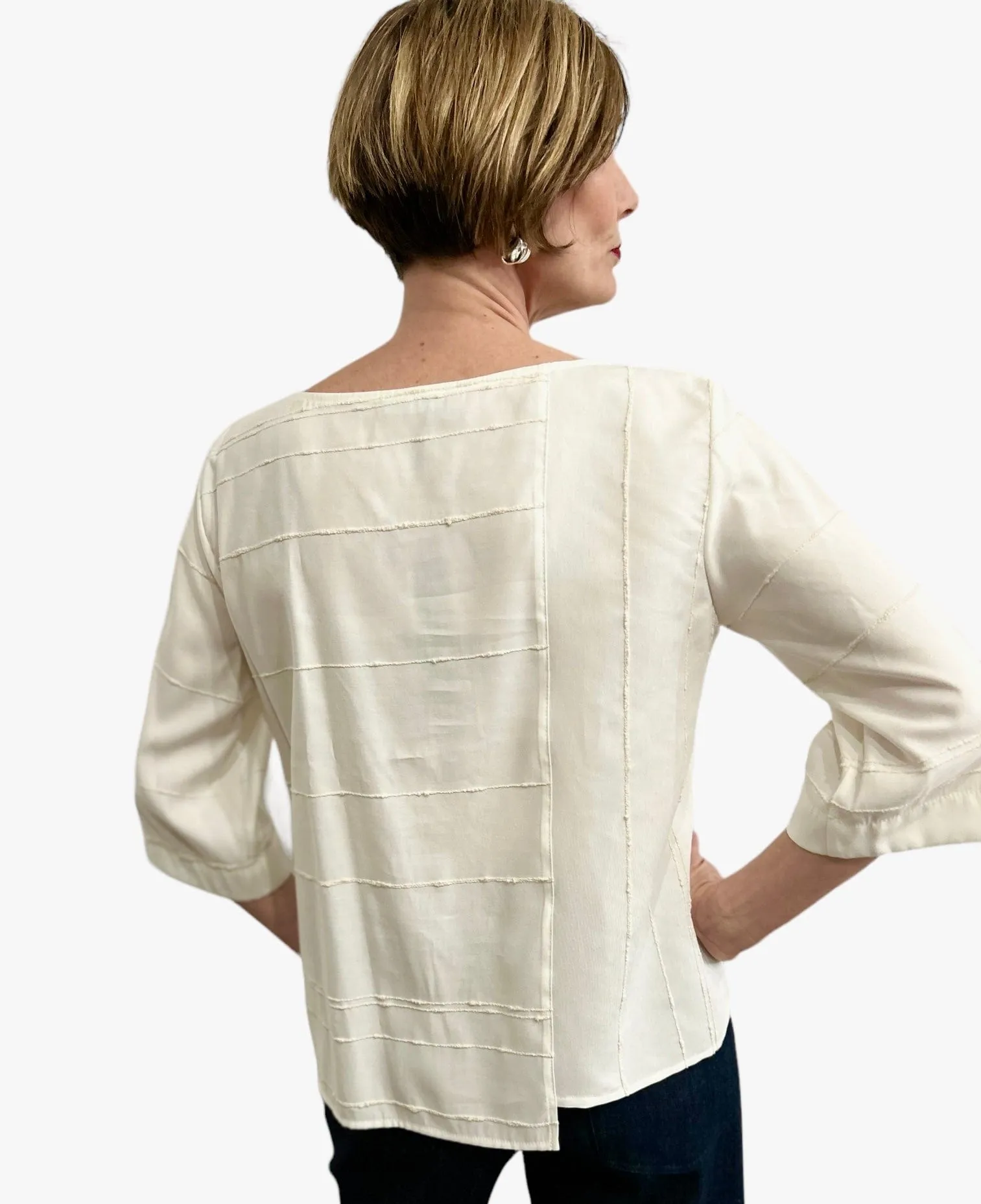 Blouse Cream/Ivory Geometrical Design