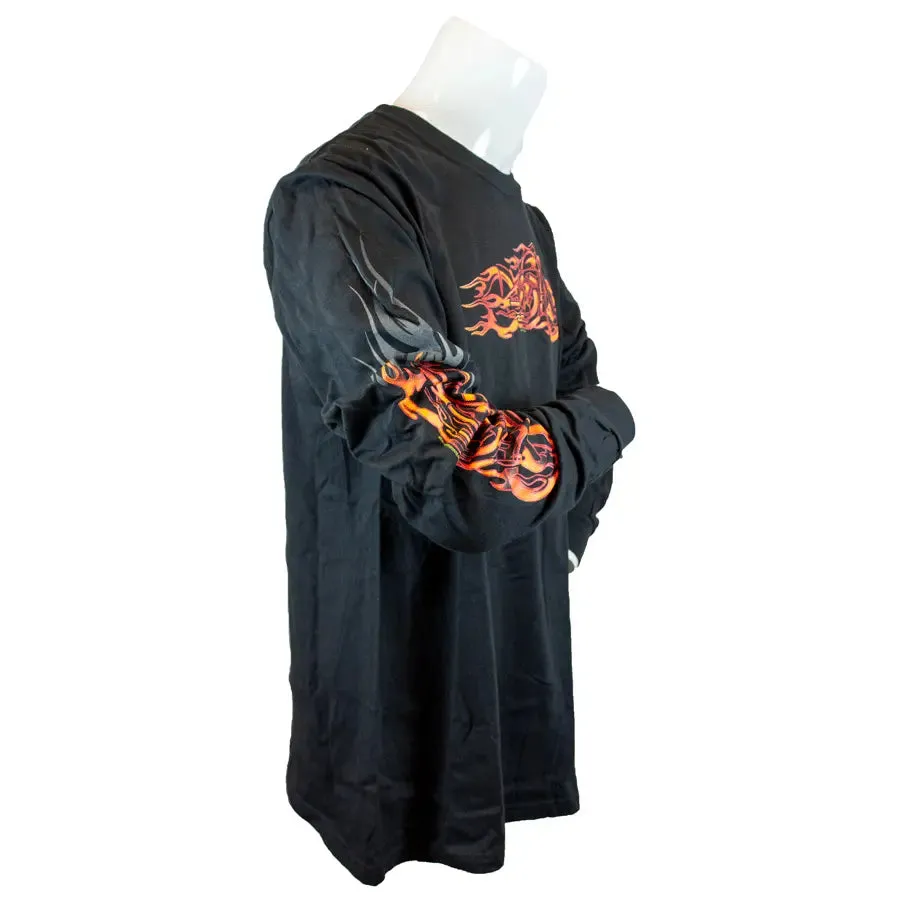 BOL Men's Flaming Bobber Motorcycle Long Sleeve Shirt