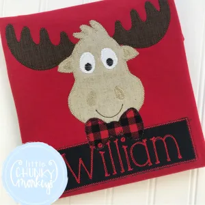 Boy Shirt - Applique Moose   Personalization